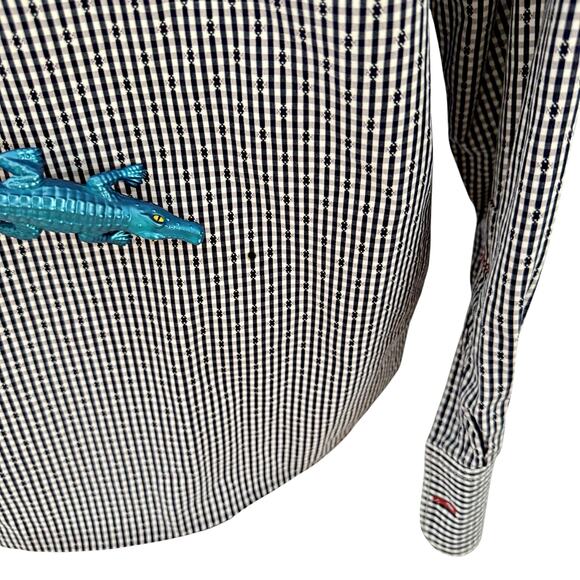 Tommy Bahama Blue White Checked Gingham Button Down L/S Shirt MEDIUM - Picture 5 of 8